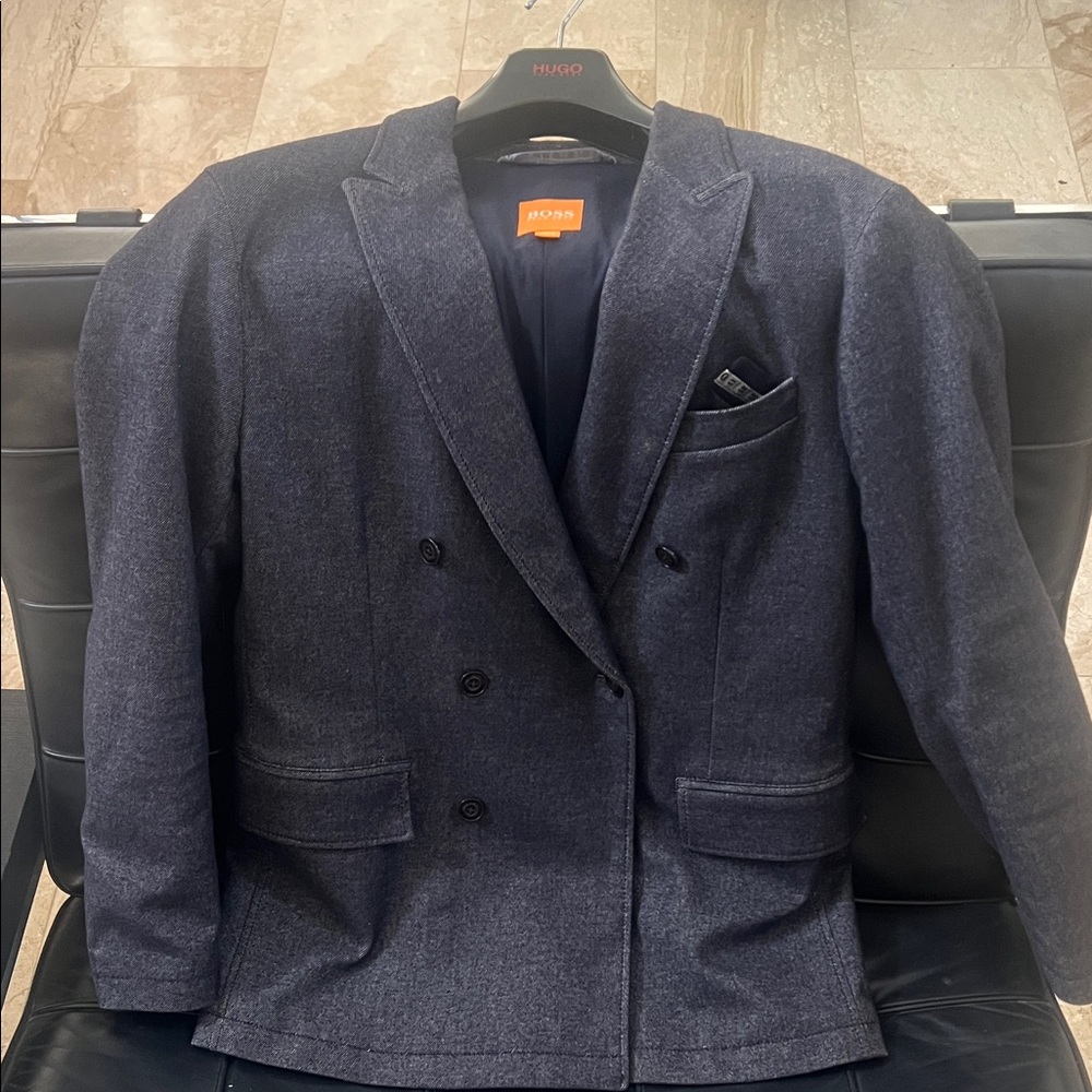 Hugo Boss Navy Blue Double-Breasted Blazer
